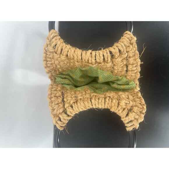 Vintage Brown Macrame Handbag Circle Handles Handmade - Picture 3 of 3